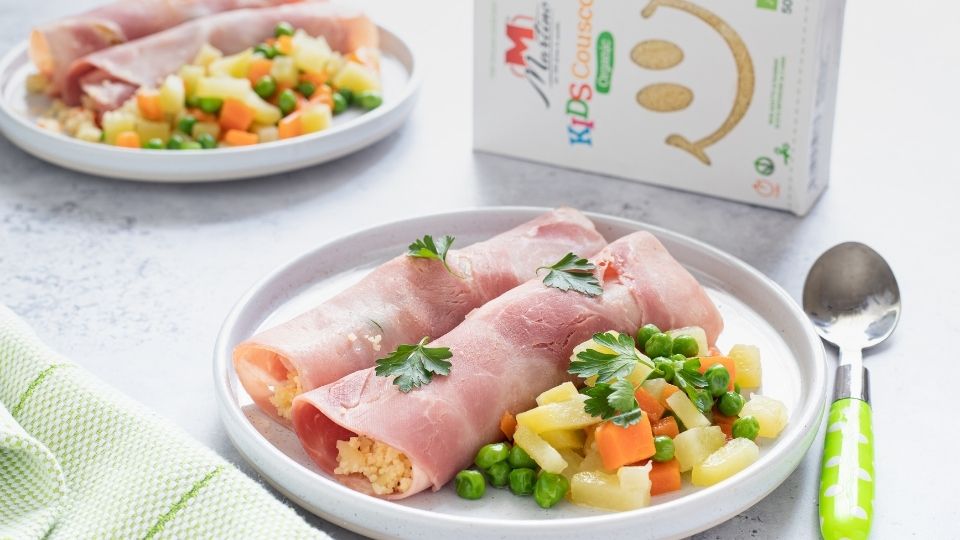 Involtini di prosciutto con couscous e verdure