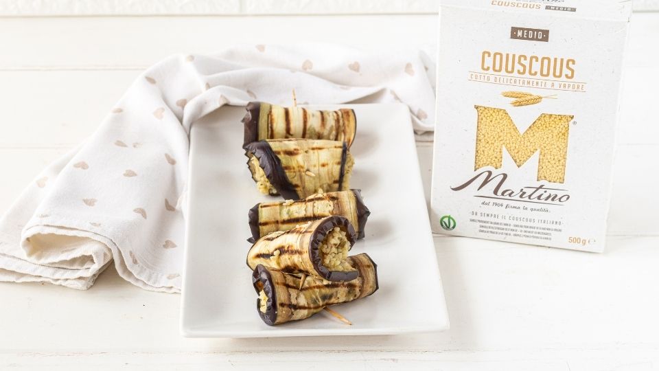 Involtini di melanzane grigliate con couscous