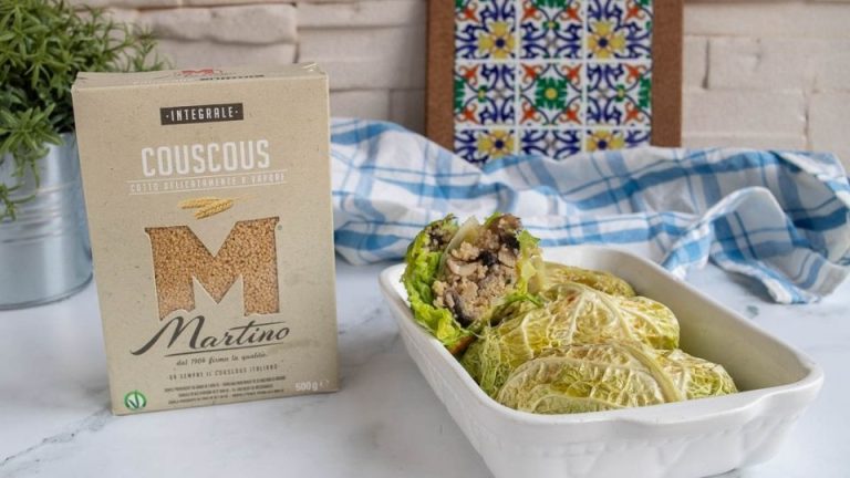 Involtini di verza con couscous e funghi