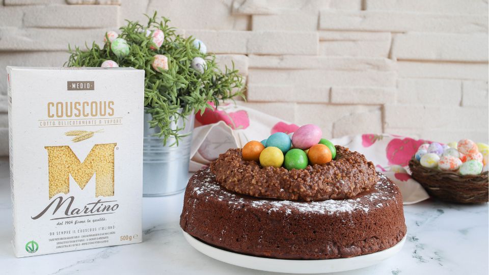 Torta nido con couscous al cioccolato
